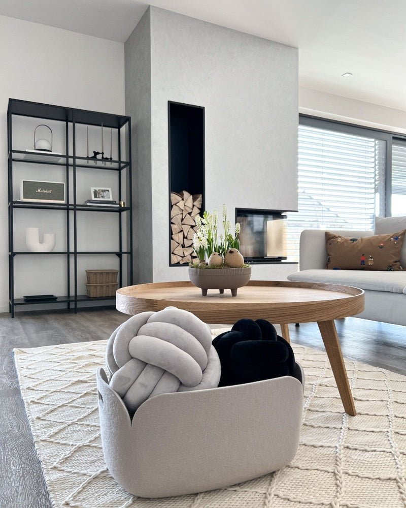 Luxe Nest - Decoratief Knoopkussen - Velvet - Mintgroen Zwart Lichtgrijs