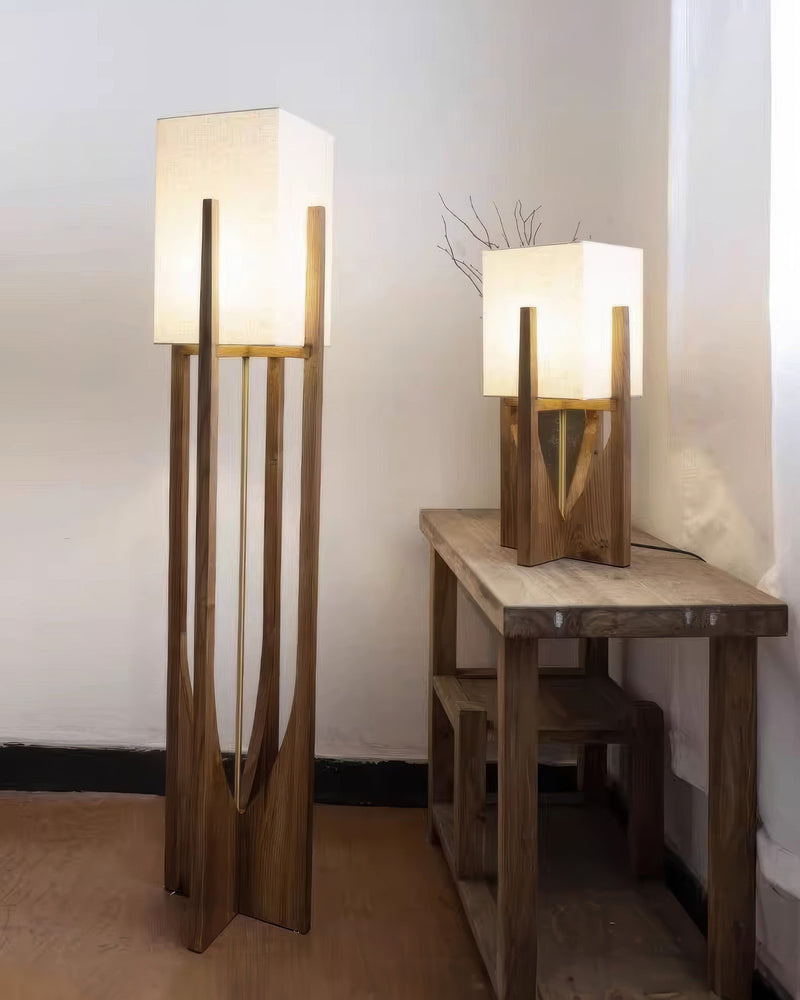 Luxe Nest - Japanse stijl walnoot vloerlamp eenvoudige massief houten lamp