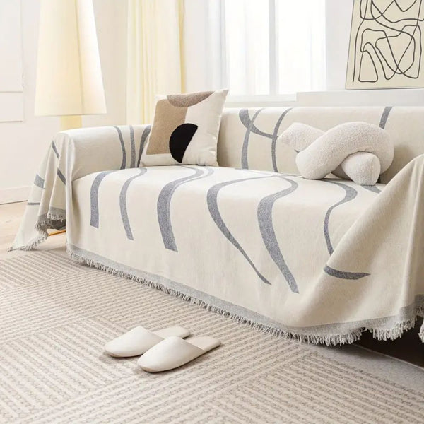 Luxe Nest - Golflijnen Chenille Bankhoezen
