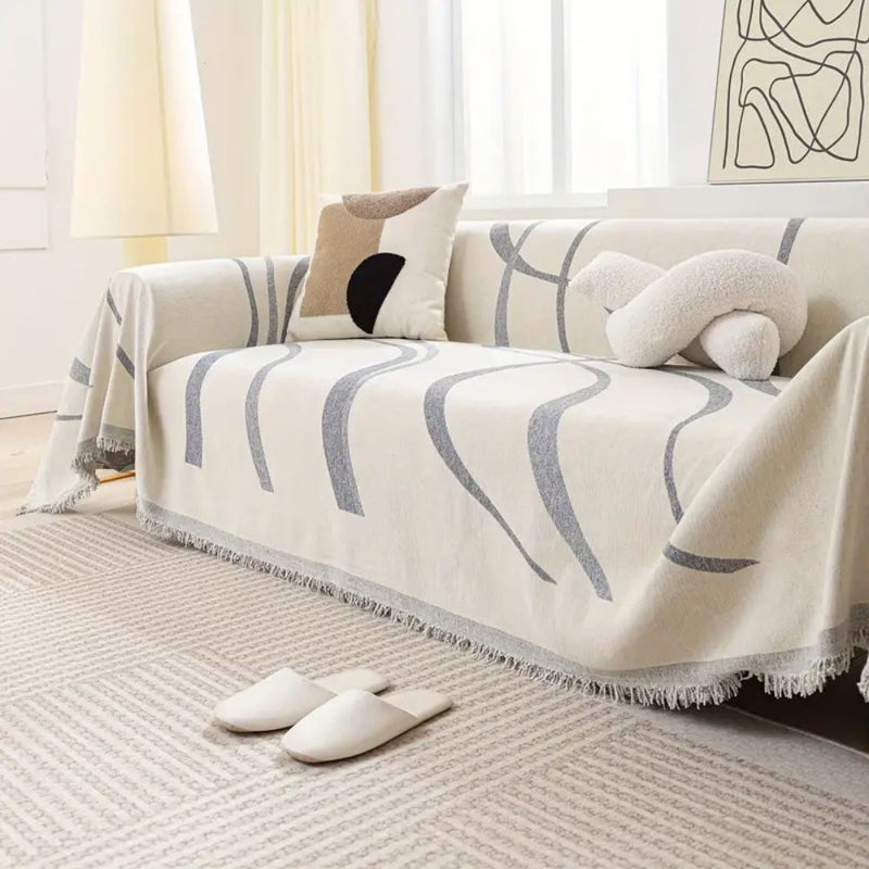 Luxe Nest - Golflijnen Chenille Bankhoezen