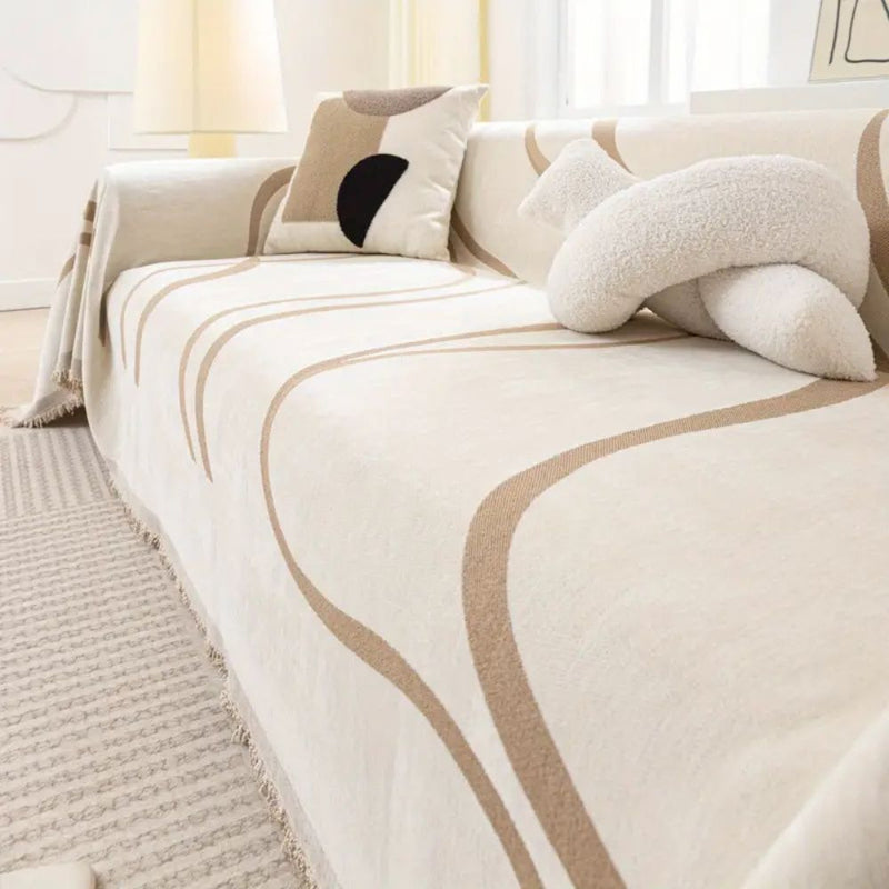 Luxe Nest - Golflijnen Chenille Bankhoezen