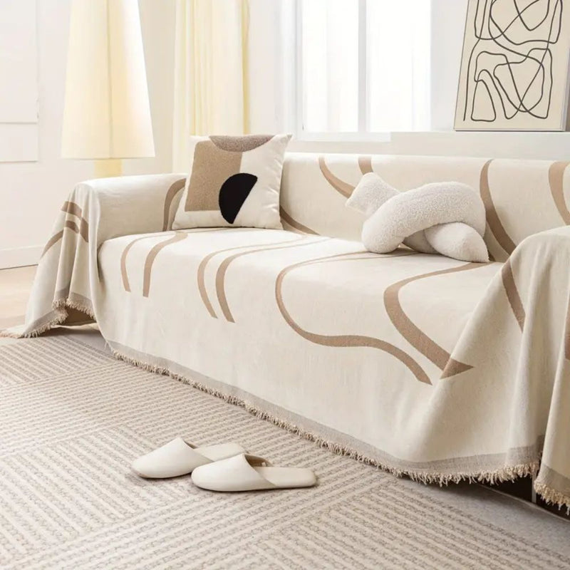 Luxe Nest - Golflijnen Chenille Bankhoezen