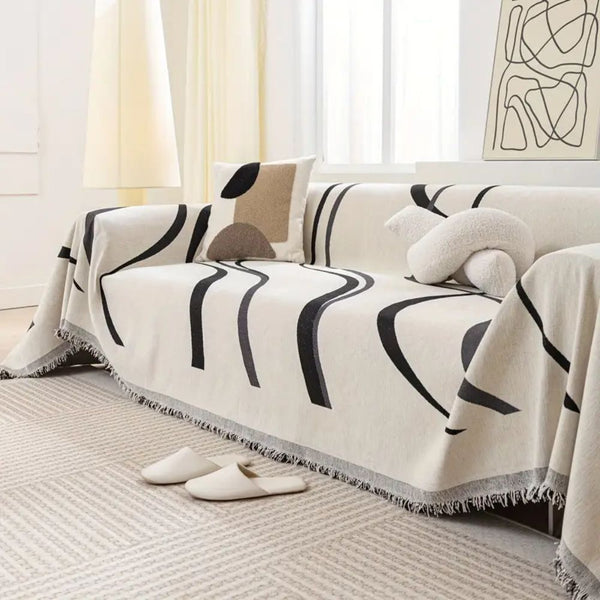 Luxe Nest - Golflijnen Chenille Bankhoezen