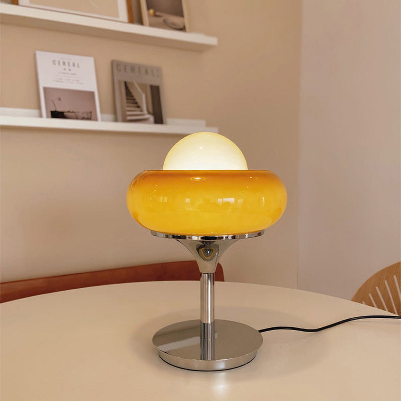 Luxe Nest vintage glazen gele tafellamp